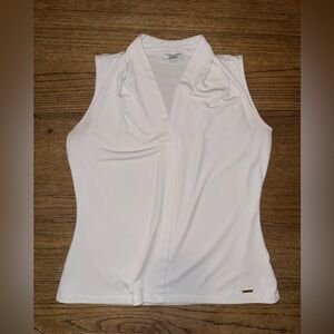 Calvin Klein White V-Neck Sleeveless Top women’s small